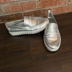 Anne Klein Metallic Silver Slip-On Shoes